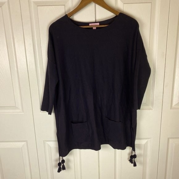 Lilly Pulitzer Sweaters - Lilly Pulitzer Pullover Elba Tunic Tassel Black Knit XL